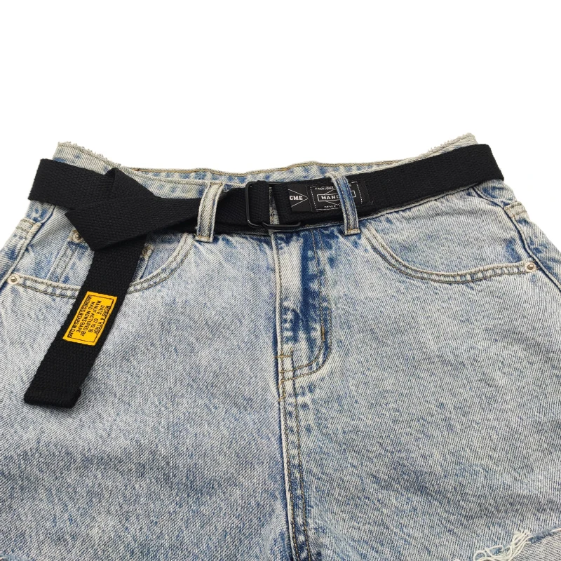 120cm Long Trendy and versatile ins Fashion Casual Canvas Belt Double Ring Metal Buckle Men Women Waistband Jeans Belts Strap