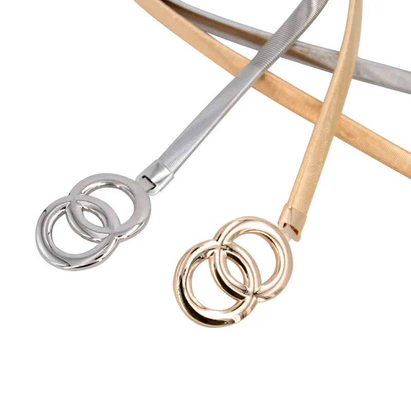 Double Ring Belts For Women Fashion Dress Jeans Belt PU Leather Metal Buckle Heart Pin Waist Belts Lady Girls Leisure Waistband