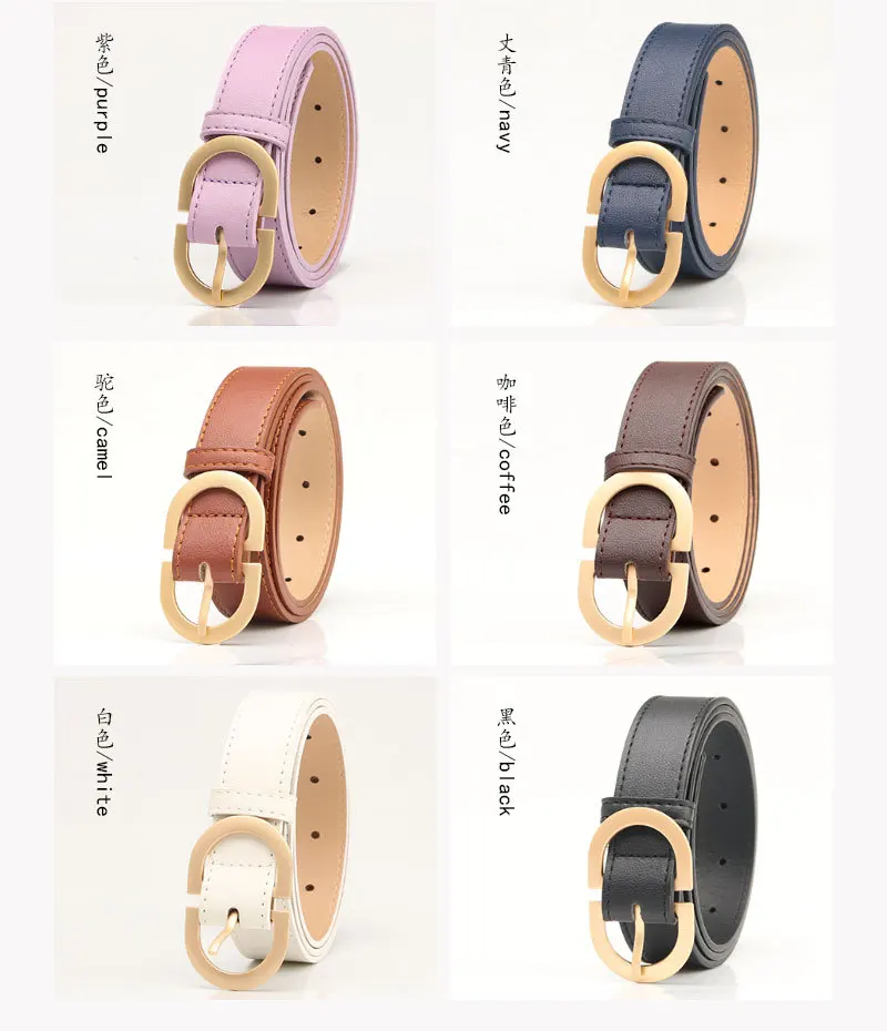 2.8x105cm Female Fashion Belt Simple Metal Buckle Belt for Women Black Suit Jeans Clothing Accessories White Black Red Purple