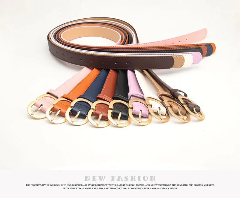2.8x105cm Female Fashion Belt Simple Metal Buckle Belt for Women Black Suit Jeans Clothing Accessories White Black Red Purple