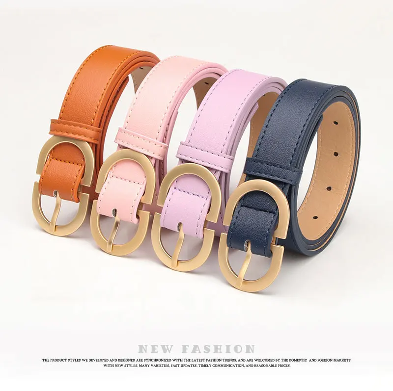 2.8x105cm Female Fashion Belt Simple Metal Buckle Belt for Women Black Suit Jeans Clothing Accessories White Black Red Purple
