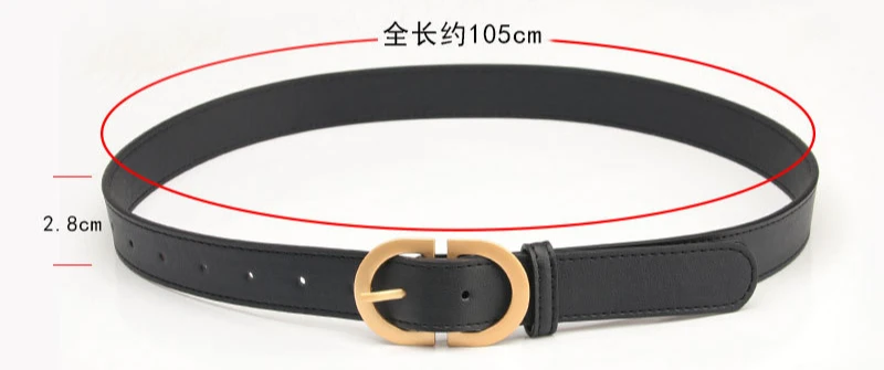 2.8x105cm Female Fashion Belt Simple Metal Buckle Belt for Women Black Suit Jeans Clothing Accessories White Black Red Purple