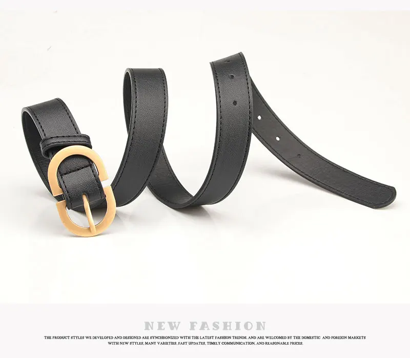 2.8x105cm Female Fashion Belt Simple Metal Buckle Belt for Women Black Suit Jeans Clothing Accessories White Black Red Purple