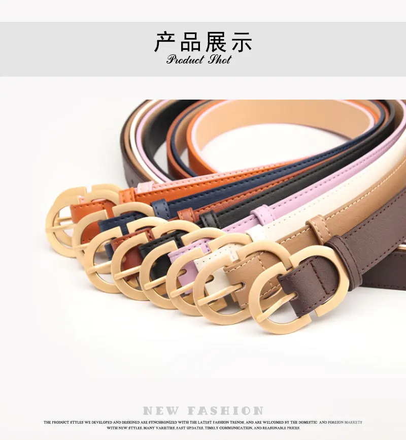 2.8x105cm Female Fashion Belt Simple Metal Buckle Belt for Women Black Suit Jeans Clothing Accessories White Black Red Purple
