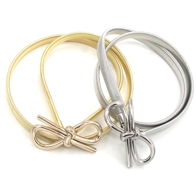 Gold Flower Shape Elastic belts For Women Girl Stretch Skinny Waist Belt Cummerbunds Metal Female Belt cinturon mujer cinto