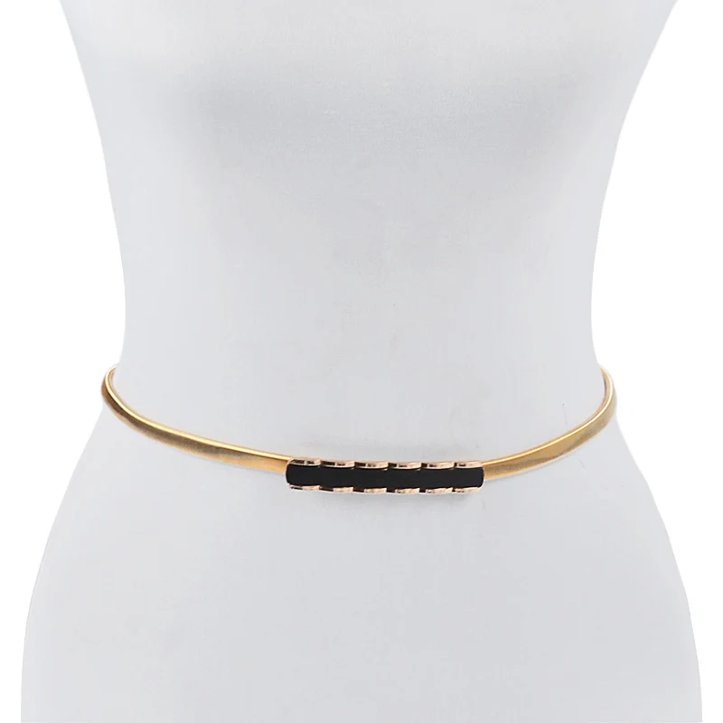 Gold Flower Shape Elastic belts For Women Girl Stretch Skinny Waist Belt Cummerbunds Metal Female Belt cinturon mujer cinto