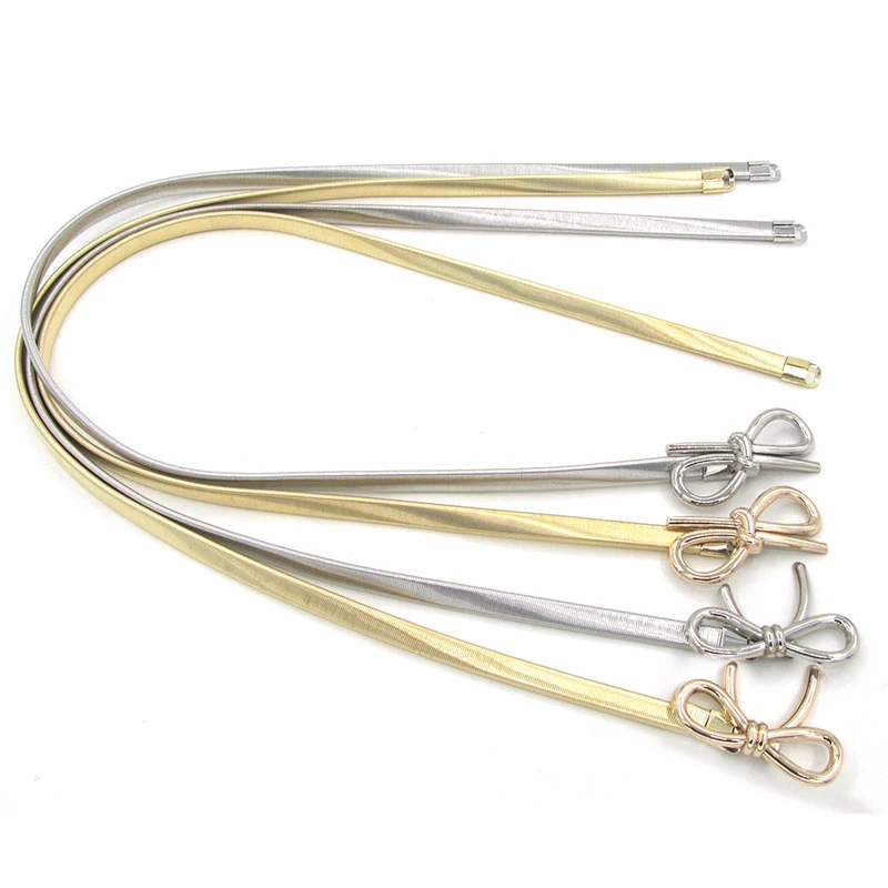Gold Flower Shape Elastic belts For Women Girl Stretch Skinny Waist Belt Cummerbunds Metal Female Belt cinturon mujer cinto