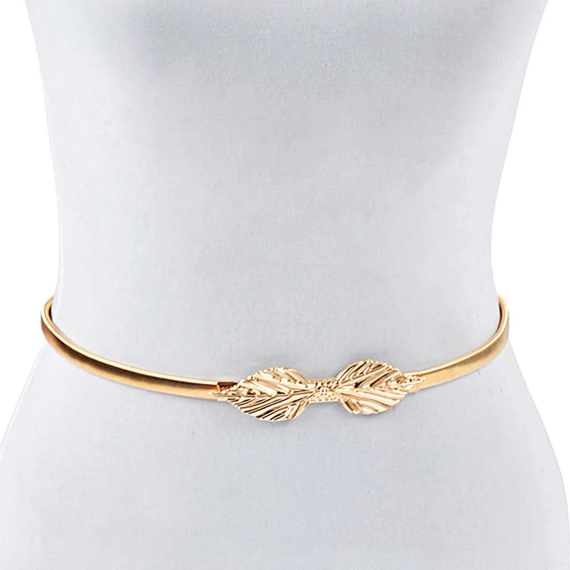 Gold Flower Shape Elastic belts For Women Girl Stretch Skinny Waist Belt Cummerbunds Metal Female Belt cinturon mujer cinto