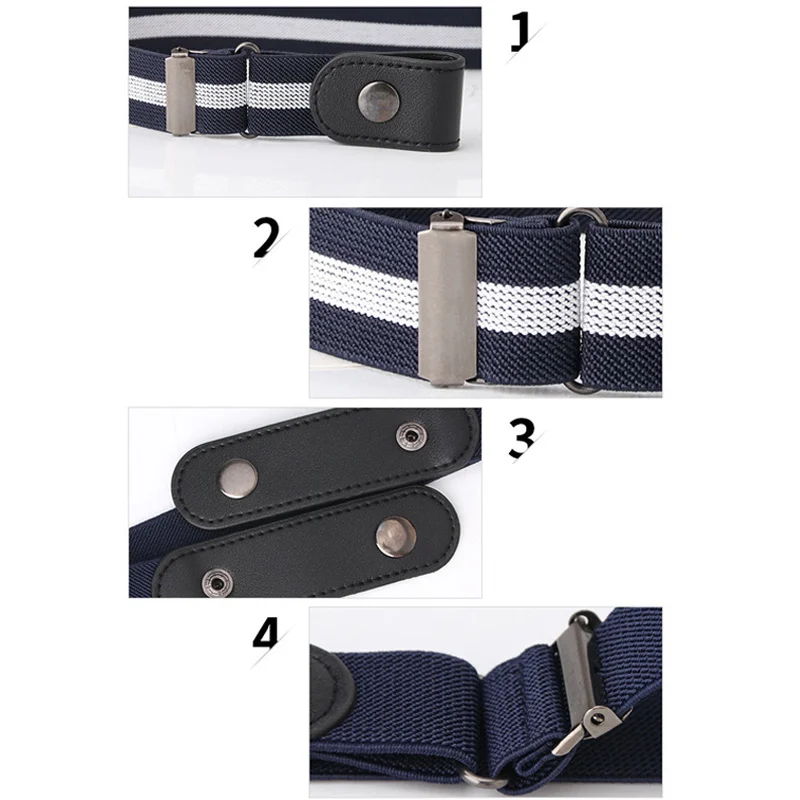 No Buckle Invisible Stretch Belt for Women Girls Jeans Pants Comfortable Adjustable Elastic Buckle-free Waist Belts