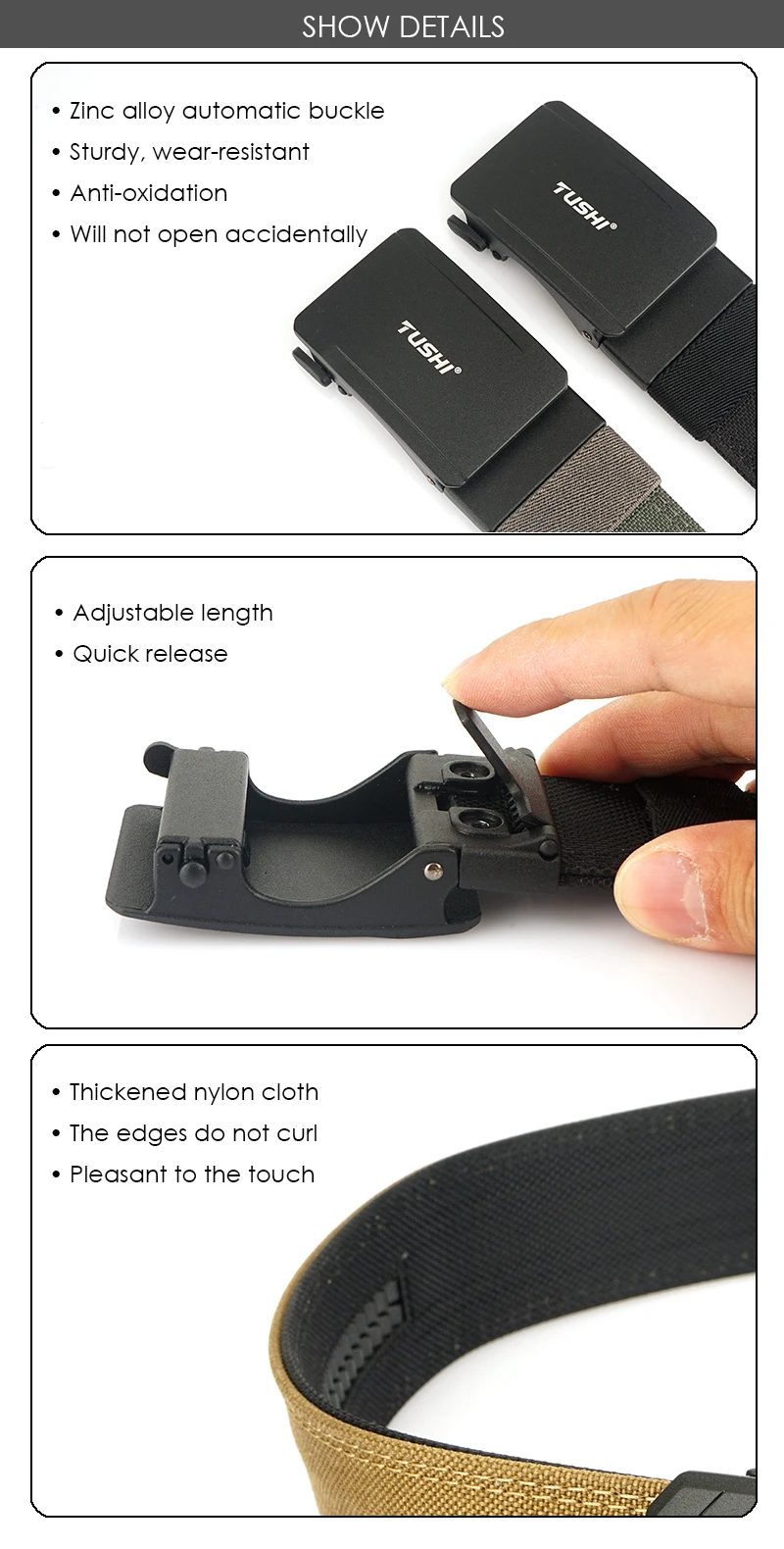 VATLTY New Men's Military Pistol Belt Metal Automatic Buckle Sturdy Nylon Tactical Outdoor Belt IPSC Casual Waistband Male