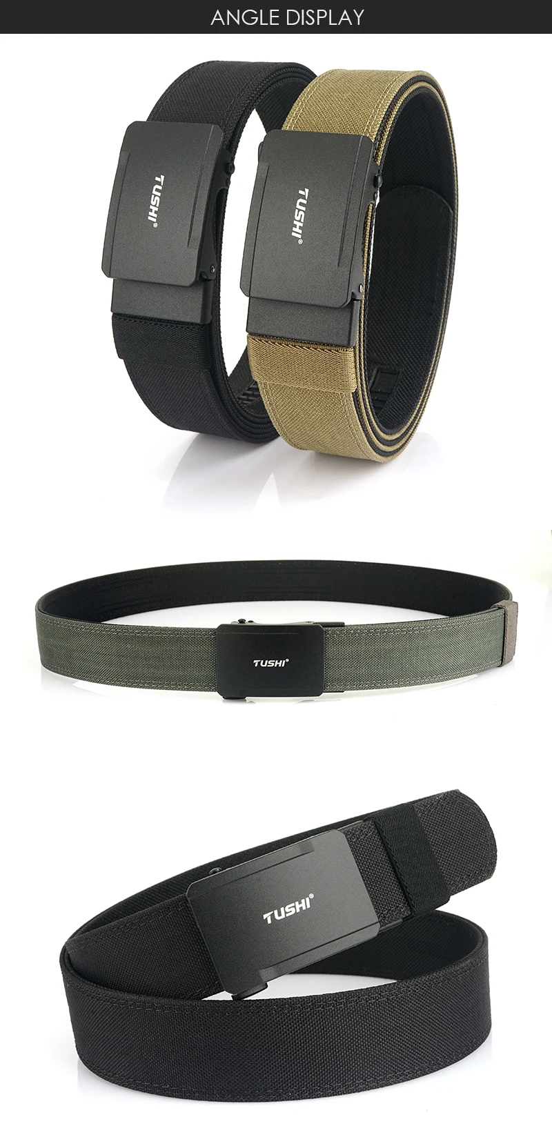 VATLTY New Men's Military Pistol Belt Metal Automatic Buckle Sturdy Nylon Tactical Outdoor Belt IPSC Casual Waistband Male