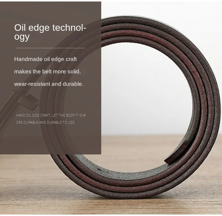 Belt men's genuine leather buckle head layer genuine cowhide men's underwear wear business youth handmade buckle men's belt
