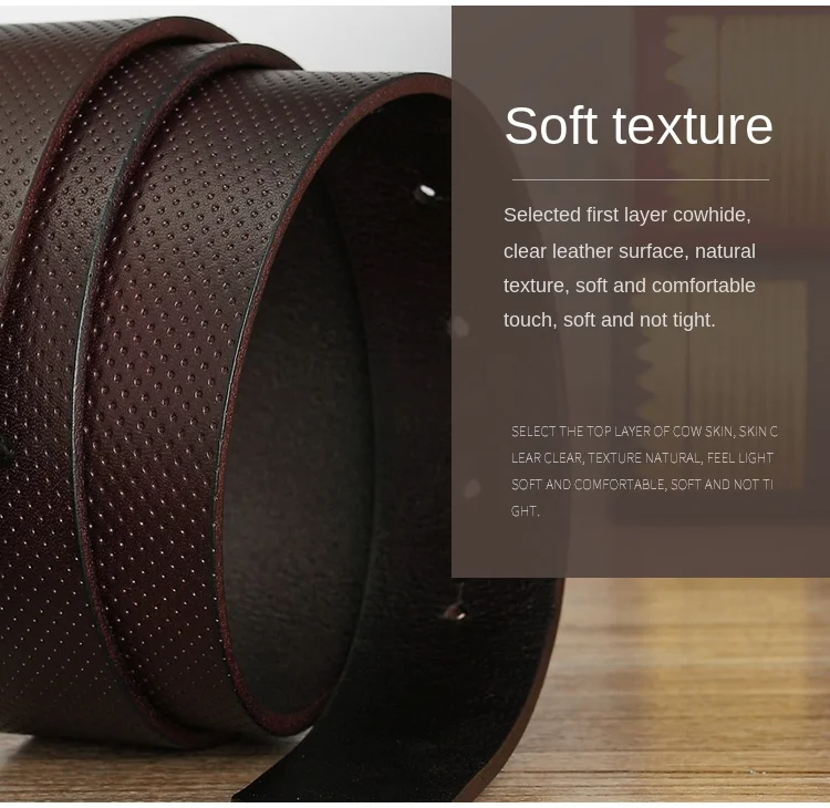 Belt men's genuine leather buckle head layer genuine cowhide men's underwear wear business youth handmade buckle men's belt