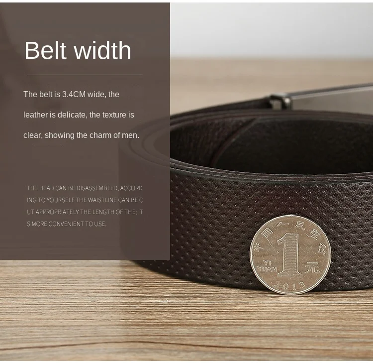 Belt men's genuine leather buckle head layer genuine cowhide men's underwear wear business youth handmade buckle men's belt