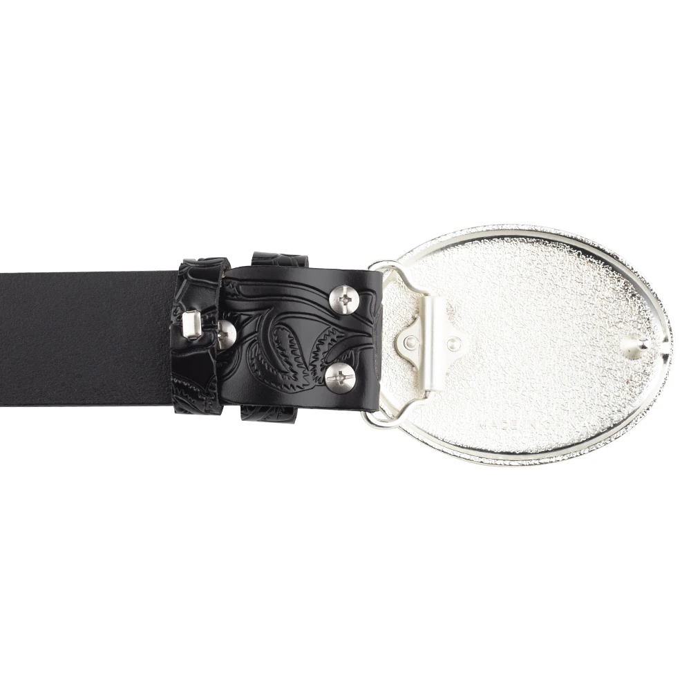Female Cowboy Up Casual Buckle Golden Rose Flower Embossed Leather Belt Youth Decoration