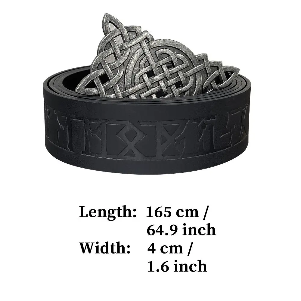 Novelty Embossed Viking Renaissance Buckle Belt PU Printing Celtic Belt Knight Leather Medieval Waistband Adult