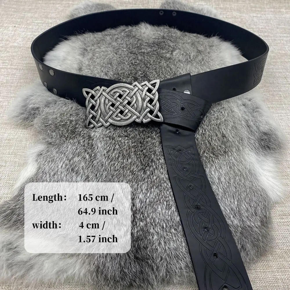 Novelty Embossed Viking Renaissance Buckle Belt PU Printing Celtic Belt Knight Leather Medieval Waistband Adult