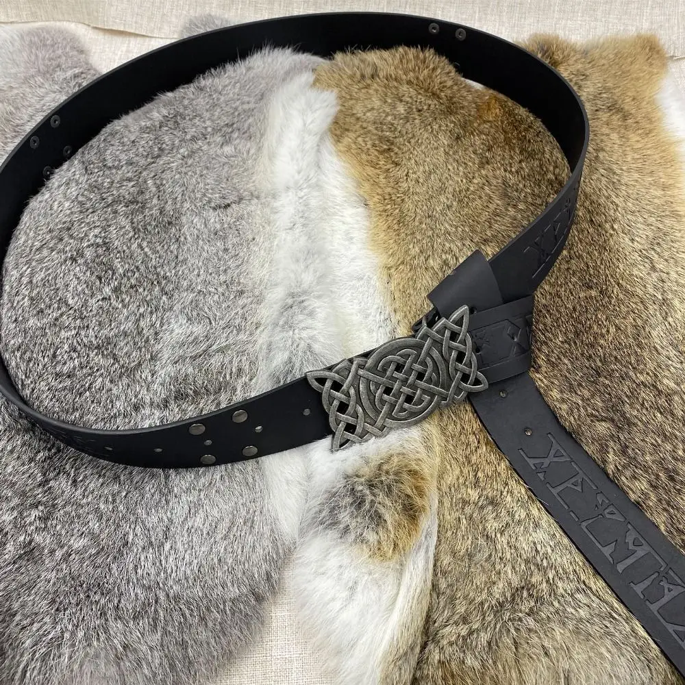 Novelty Embossed Viking Renaissance Buckle Belt PU Printing Celtic Belt Knight Leather Medieval Waistband Adult
