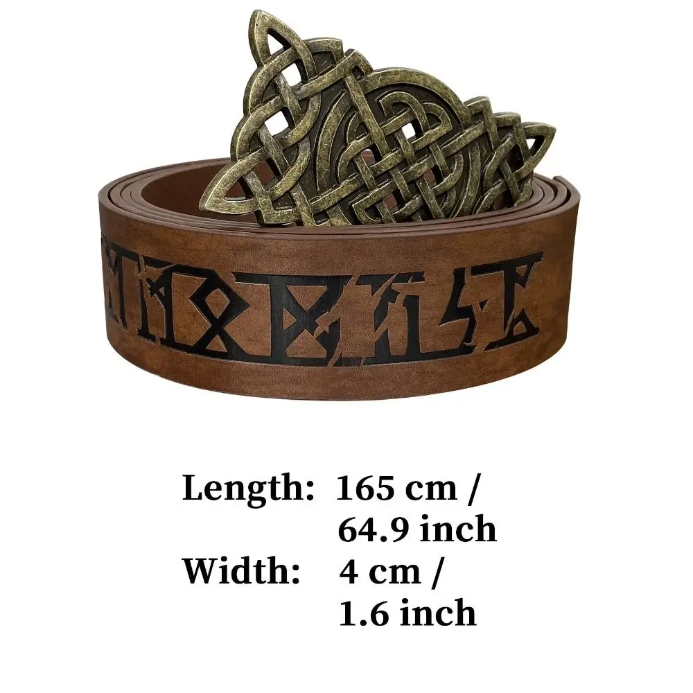Novelty Embossed Viking Renaissance Buckle Belt PU Printing Celtic Belt Knight Leather Medieval Waistband Adult