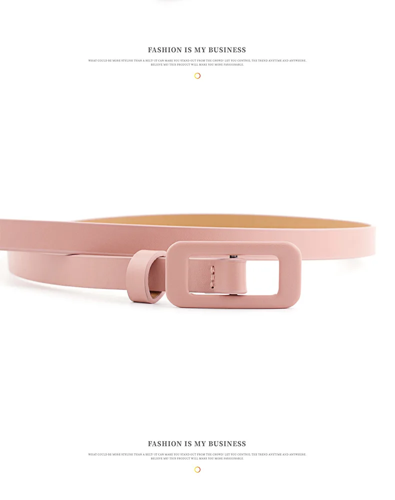 Wholesale Square Buckle Without Holes Ladies Black/white/red Pu Leather Fashion Female Fine Belt for Jeans Dress Decoration