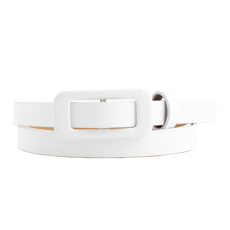 Wholesale Square Buckle Without Holes Ladies Black/white/red Pu Leather Fashion Female Fine Belt for Jeans Dress Decoration