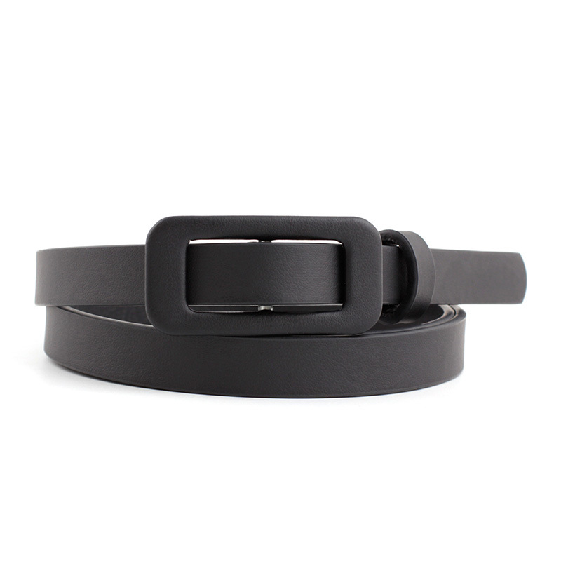 Wholesale Square Buckle Without Holes Ladies Black/white/red Pu Leather Fashion Female Fine Belt for Jeans Dress Decoration
