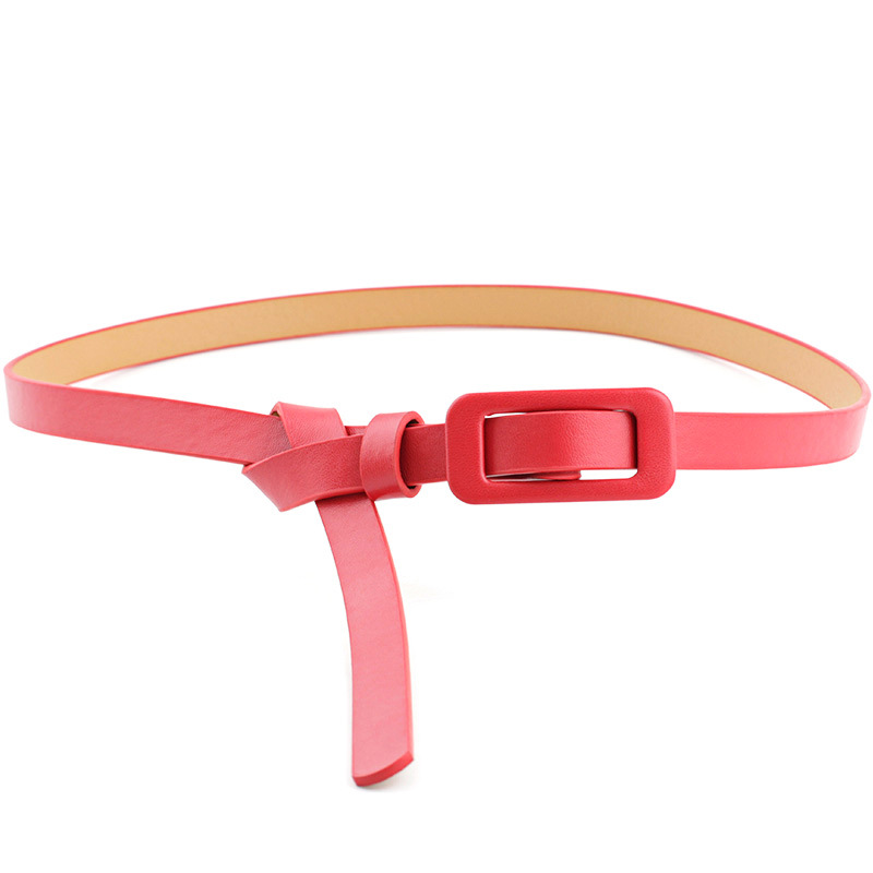 Wholesale Square Buckle Without Holes Ladies Black/white/red Pu Leather Fashion Female Fine Belt for Jeans Dress Decoration