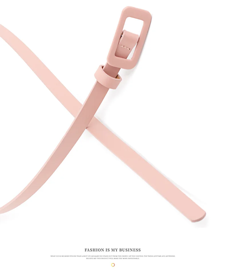 Wholesale Square Buckle Without Holes Ladies Black/white/red Pu Leather Fashion Female Fine Belt for Jeans Dress Decoration