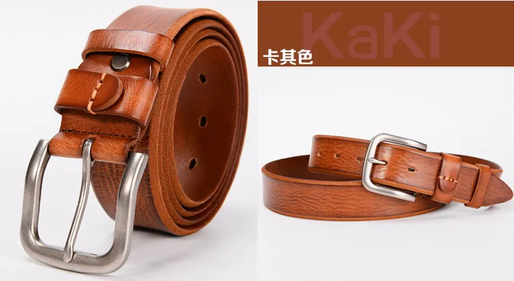 3.7CM Top Cowhide Belt Men Copper Buckle Top Genuine Leather Casual Jeans Belt High Quality All-match Retro Personal Male Strap