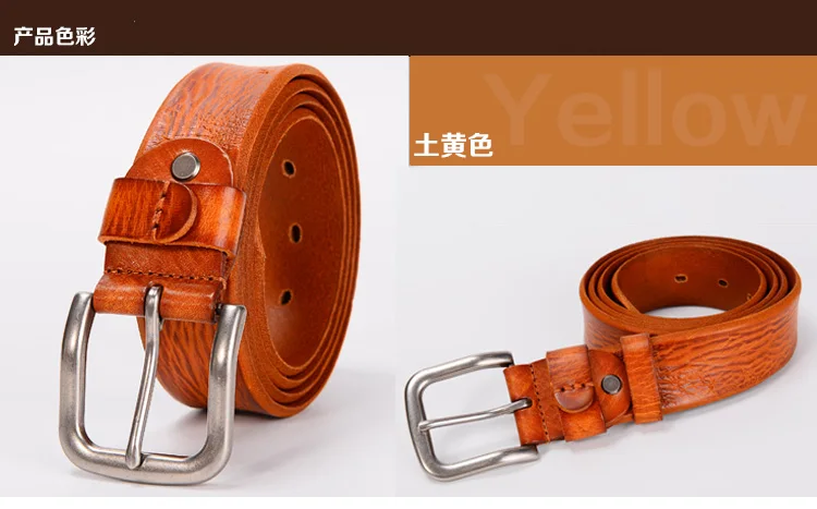 3.7CM Top Cowhide Belt Men Copper Buckle Top Genuine Leather Casual Jeans Belt High Quality All-match Retro Personal Male Strap