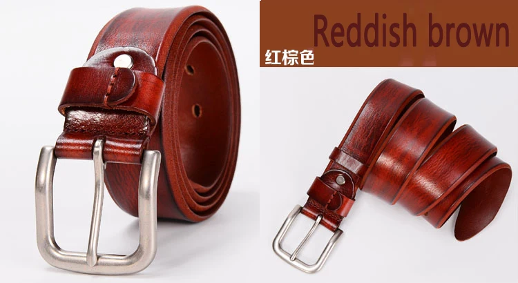 3.7CM Top Cowhide Belt Men Copper Buckle Top Genuine Leather Casual Jeans Belt High Quality All-match Retro Personal Male Strap
