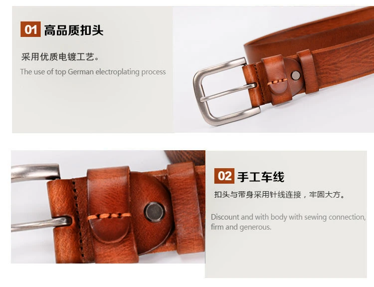 3.7CM Top Cowhide Belt Men Copper Buckle Top Genuine Leather Casual Jeans Belt High Quality All-match Retro Personal Male Strap
