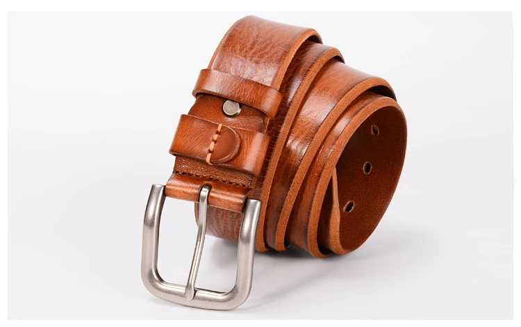 3.7CM Top Cowhide Belt Men Copper Buckle Top Genuine Leather Casual Jeans Belt High Quality All-match Retro Personal Male Strap