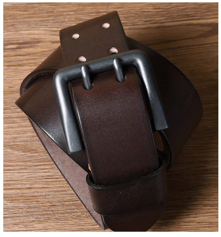 4.3cm*105-125cm Men's Cowskin Belt Genuine Leather Crafts Jeans Belts Double Pin Buckle Luxury Designer Waistband for Men Gift