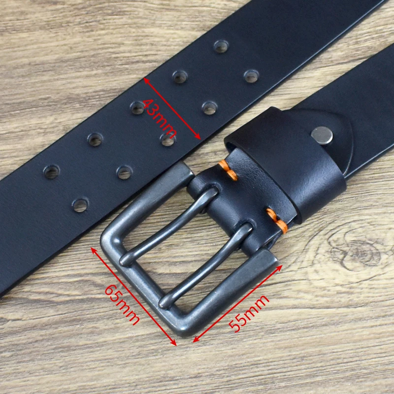 4.3cm*105-125cm Men's Cowskin Belt Genuine Leather Crafts Jeans Belts Double Pin Buckle Luxury Designer Waistband for Men Gift