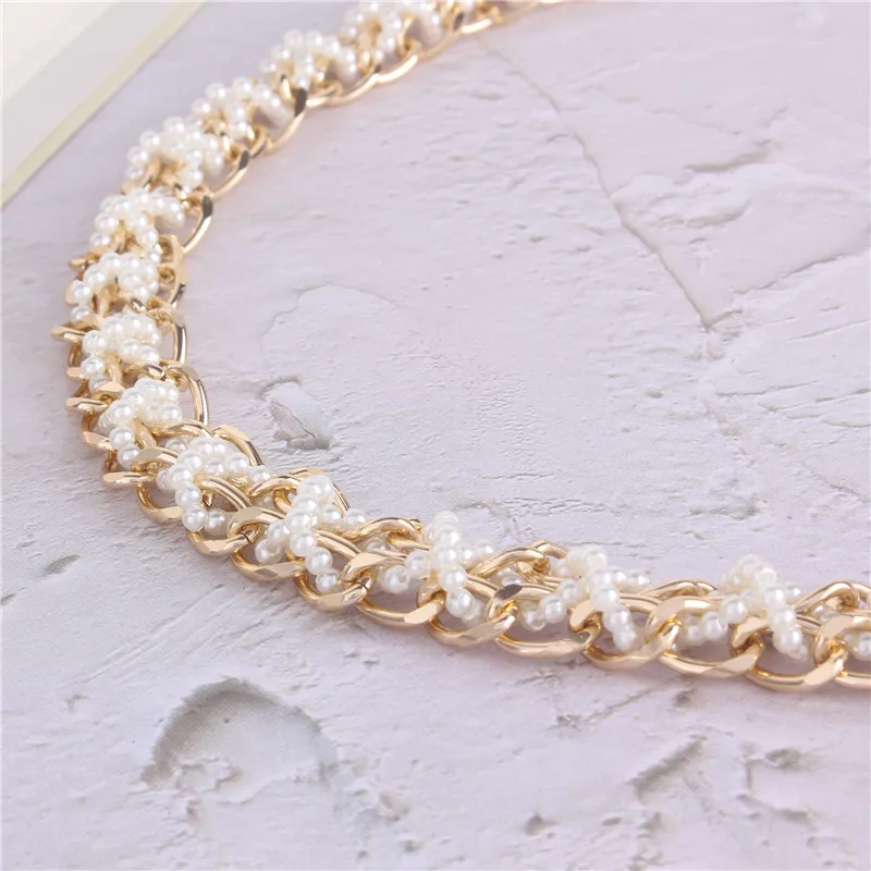 Luxury Designer Braided Corset Belt Girdle Gold Metal Chain Belts for Women Pearl Waistband Dress Jeans Elegant Chain Straps