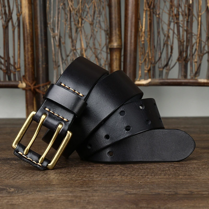 Deepeel 105-125cm Men's Genuine Belt Pin Buckle Retro Cowhide Waistband Jeans Suit Pants Decoration Belts DIY Male Accessories