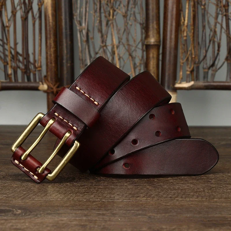 Deepeel 105-125cm Men's Genuine Belt Pin Buckle Retro Cowhide Waistband Jeans Suit Pants Decoration Belts DIY Male Accessories
