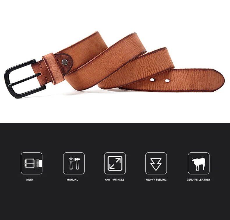MEDYLA 100% original leather men's belt matte metal pin buckle soft tough leather belt for men without interlayer male belt