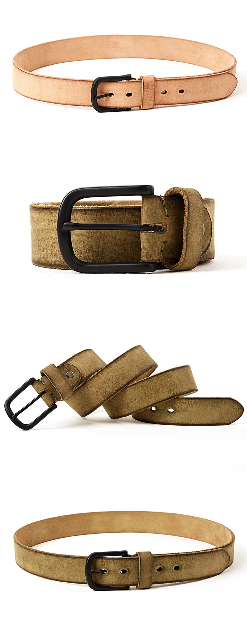 MEDYLA 100% original leather men's belt matte metal pin buckle soft tough leather belt for men without interlayer male belt