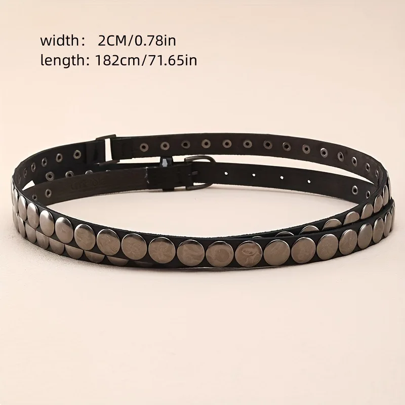 New Arrival Y2K Harajuku Punk Style Rivet Decoration Thin Belt For Women High Street Spice Girl Double Loop Waistband Cinturones