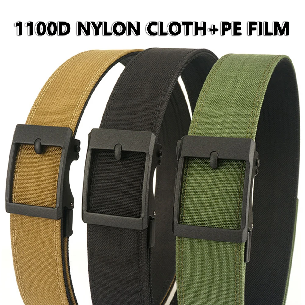 TUSHI 4.3cm Military Tactical Belt for Men Metal Automatic Buckle Thick Nylon Outdoor Hunting IPSC Gun Belt Casual Girdle Male