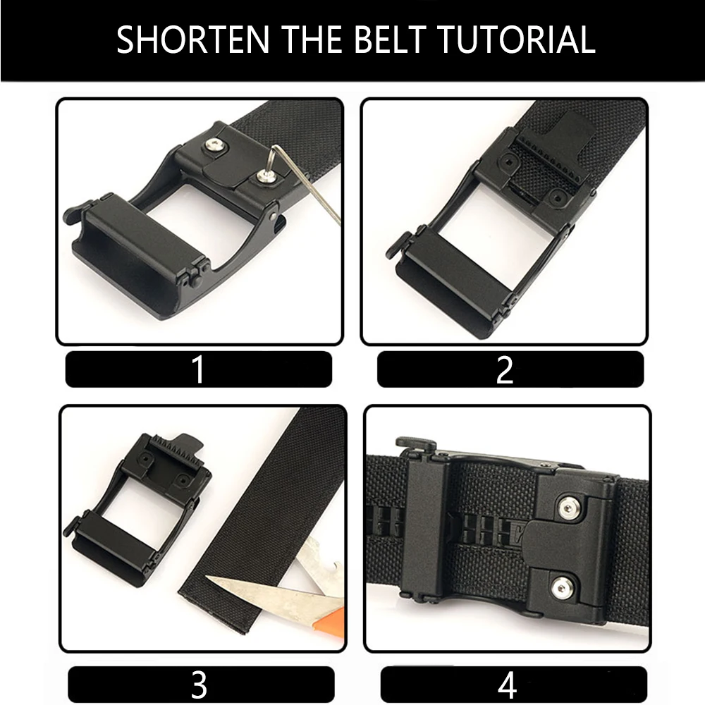TUSHI 4.3cm Military Tactical Belt for Men Metal Automatic Buckle Thick Nylon Outdoor Hunting IPSC Gun Belt Casual Girdle Male