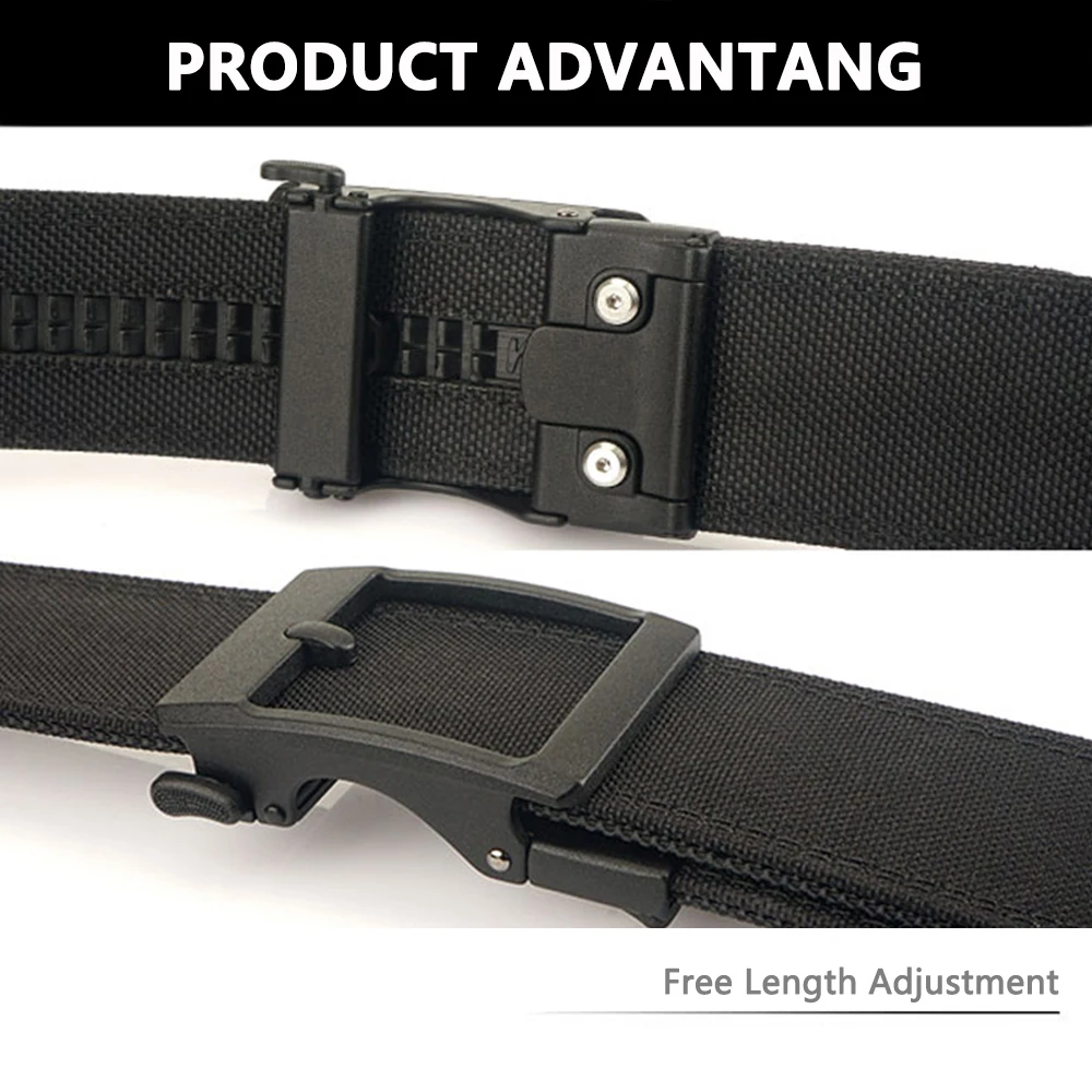 TUSHI 4.3cm Military Tactical Belt for Men Metal Automatic Buckle Thick Nylon Outdoor Hunting IPSC Gun Belt Casual Girdle Male