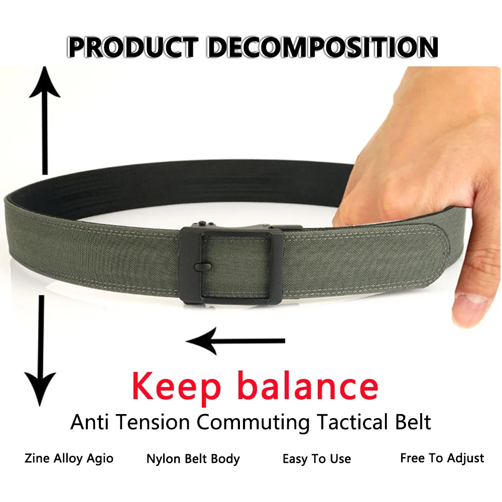 TUSHI 4.3cm Military Tactical Belt for Men Metal Automatic Buckle Thick Nylon Outdoor Hunting IPSC Gun Belt Casual Girdle Male
