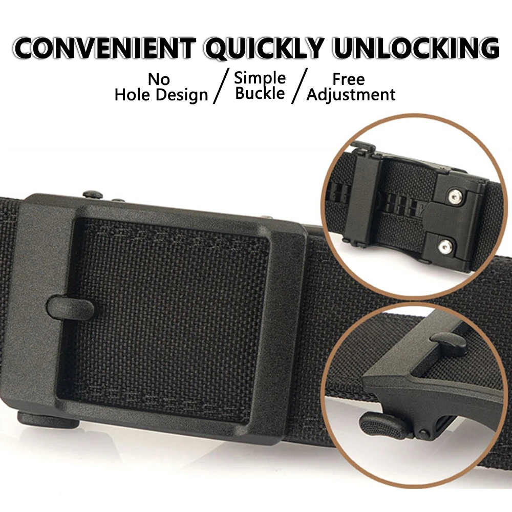 TUSHI 4.3cm Military Tactical Belt for Men Metal Automatic Buckle Thick Nylon Outdoor Hunting IPSC Gun Belt Casual Girdle Male