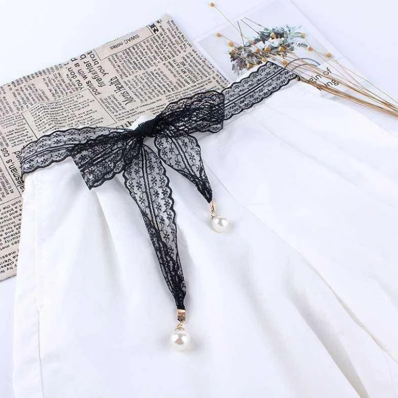 Fashion Sweet Decorative Lace Waist Belts Pearl Pendant Clothing Accessories Chain Belt Elegant Dress Waist Chain For Women