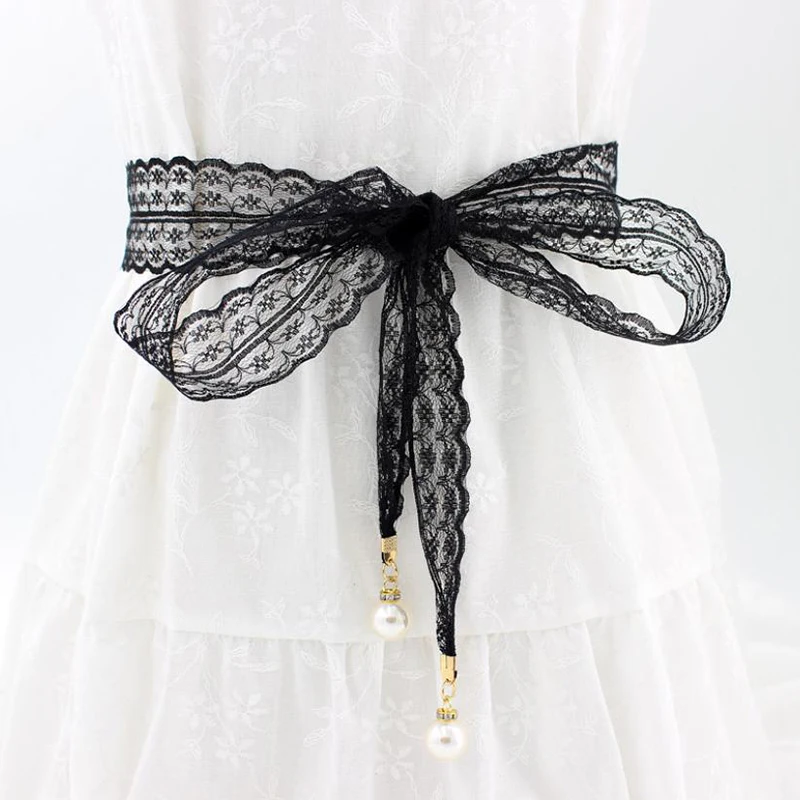 Fashion Sweet Decorative Lace Waist Belts Pearl Pendant Clothing Accessories Chain Belt Elegant Dress Waist Chain For Women