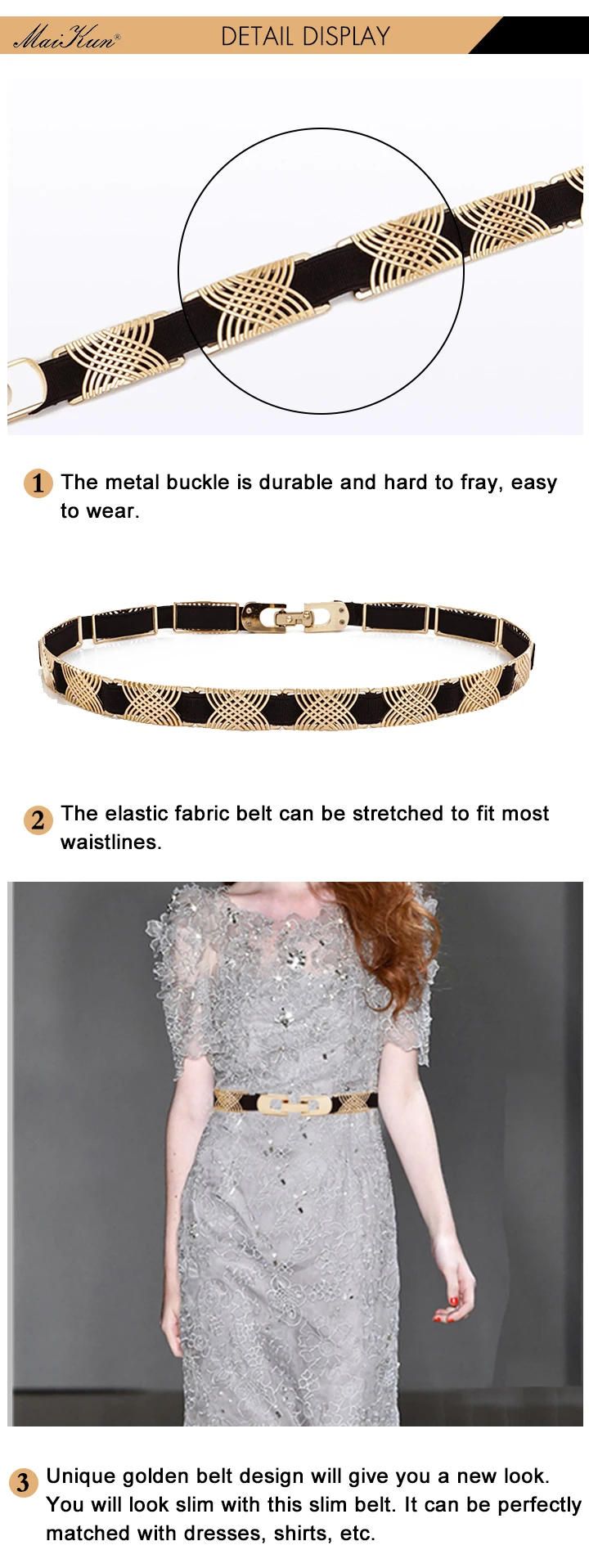 Luxury Metal Elastic Fabric Belts For A Dress High Fashion Geometrical Lines Female Belt Punk Ceinture Elegant Women's Belt