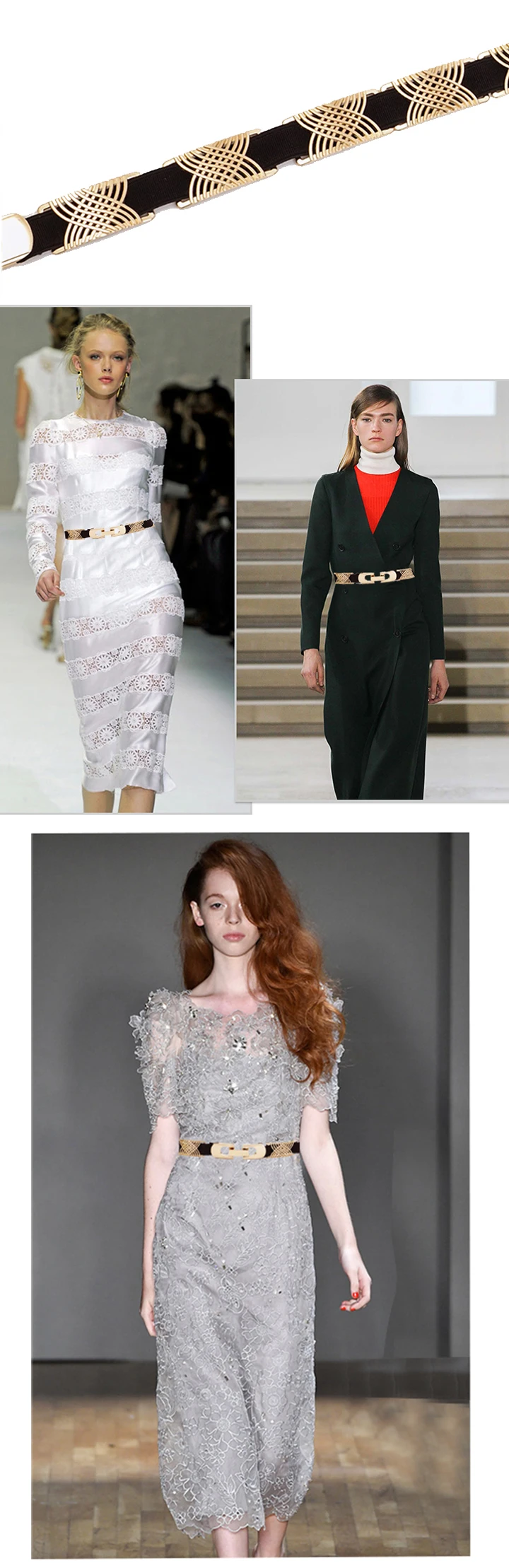 Luxury Metal Elastic Fabric Belts For A Dress High Fashion Geometrical Lines Female Belt Punk Ceinture Elegant Women's Belt